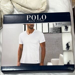 Polo by Ralph Lauren Men's White V-Neck Tees Slim Fit